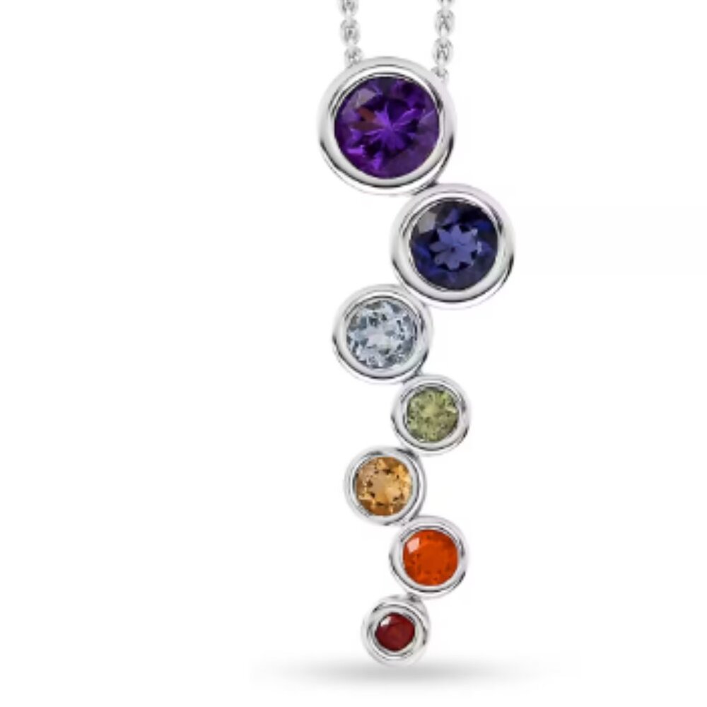 Seven Chakra Multi Gemstone  Pendant/Neckace  l1.80 ctw